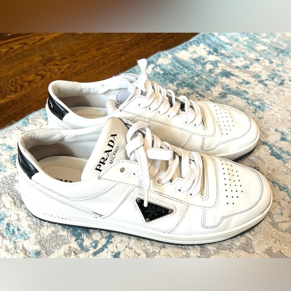 Prada low top white leather sneakers 39.5 EU - Picture 3 of 13